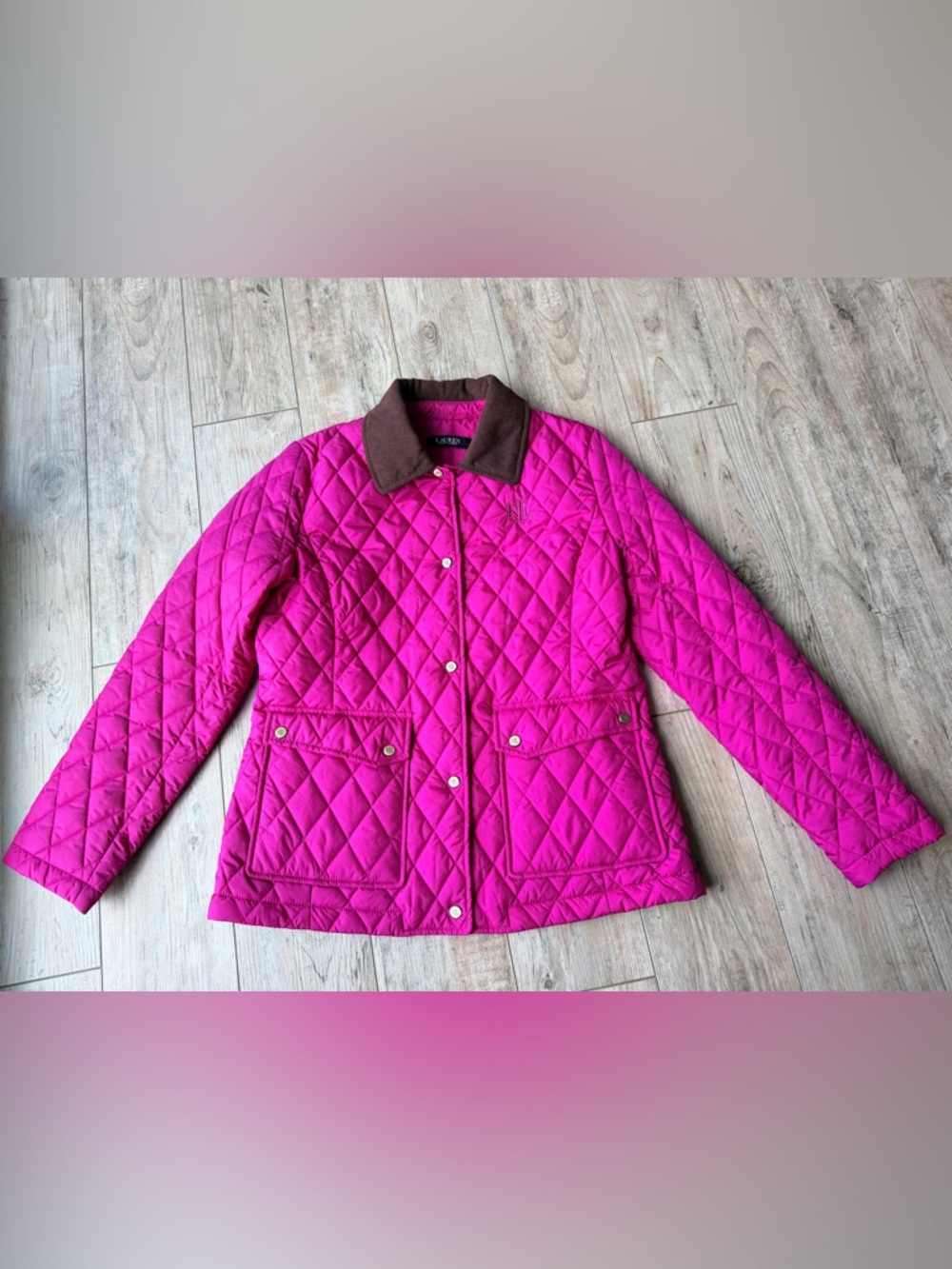 Lauren Ralph Lauren Women’s Corded Collar Barn Jacket Quilted Coat Medium